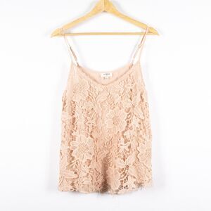 Umgee Tank Top Womens Small Floral Lace Overlay Sleeveless Boho Summer Layering